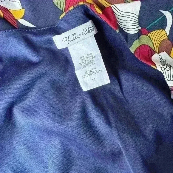 Yellow Star ModCloth Womens Dress Medium Multicolor Navy Blue Floral Sleeveless - Picture 5 of 5